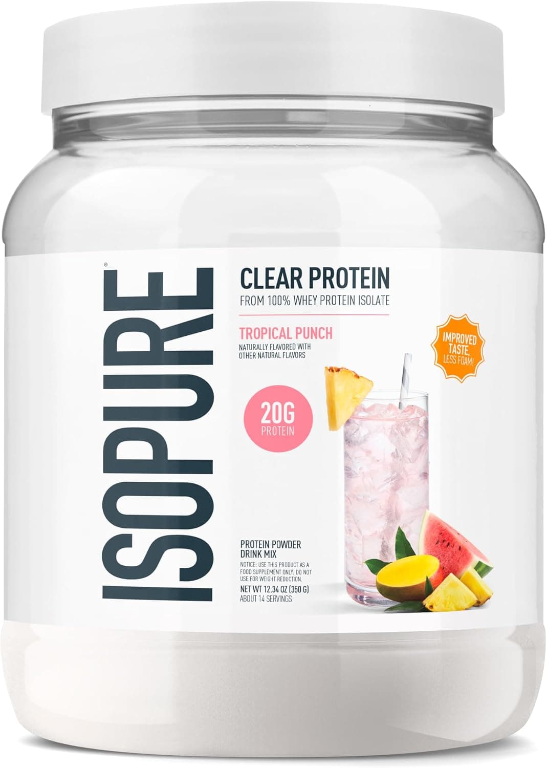 Isopure Clear Whey Isolate Protein Powder, Tropical Punch (14 Servings)