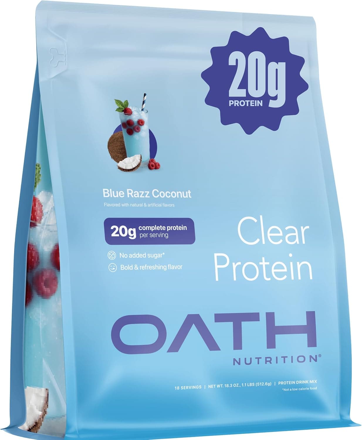 Oath Clear Whey Isolate Protein Powder - Blue Razz Coconut (18 Servings)