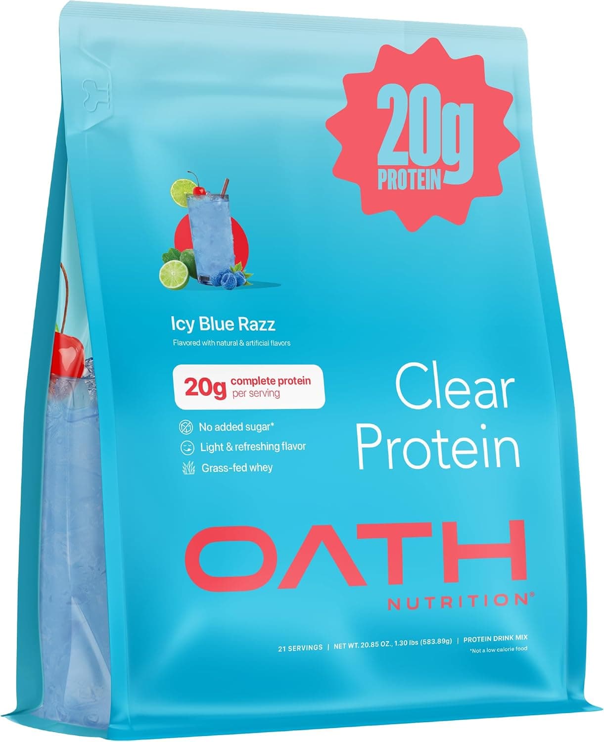Oath Clear Whey Isolate Protein Powder - Icy Blue Razz (21 Servings)
